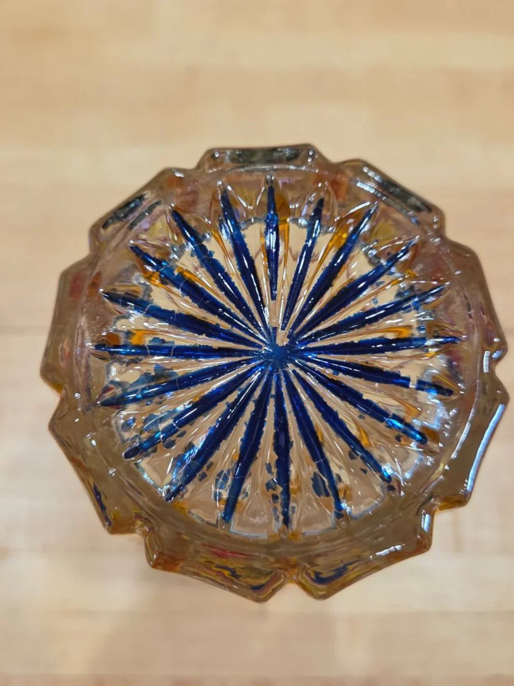 Vintage Egermann Bohemian Multicolor Cut Crystal Vase 9.5